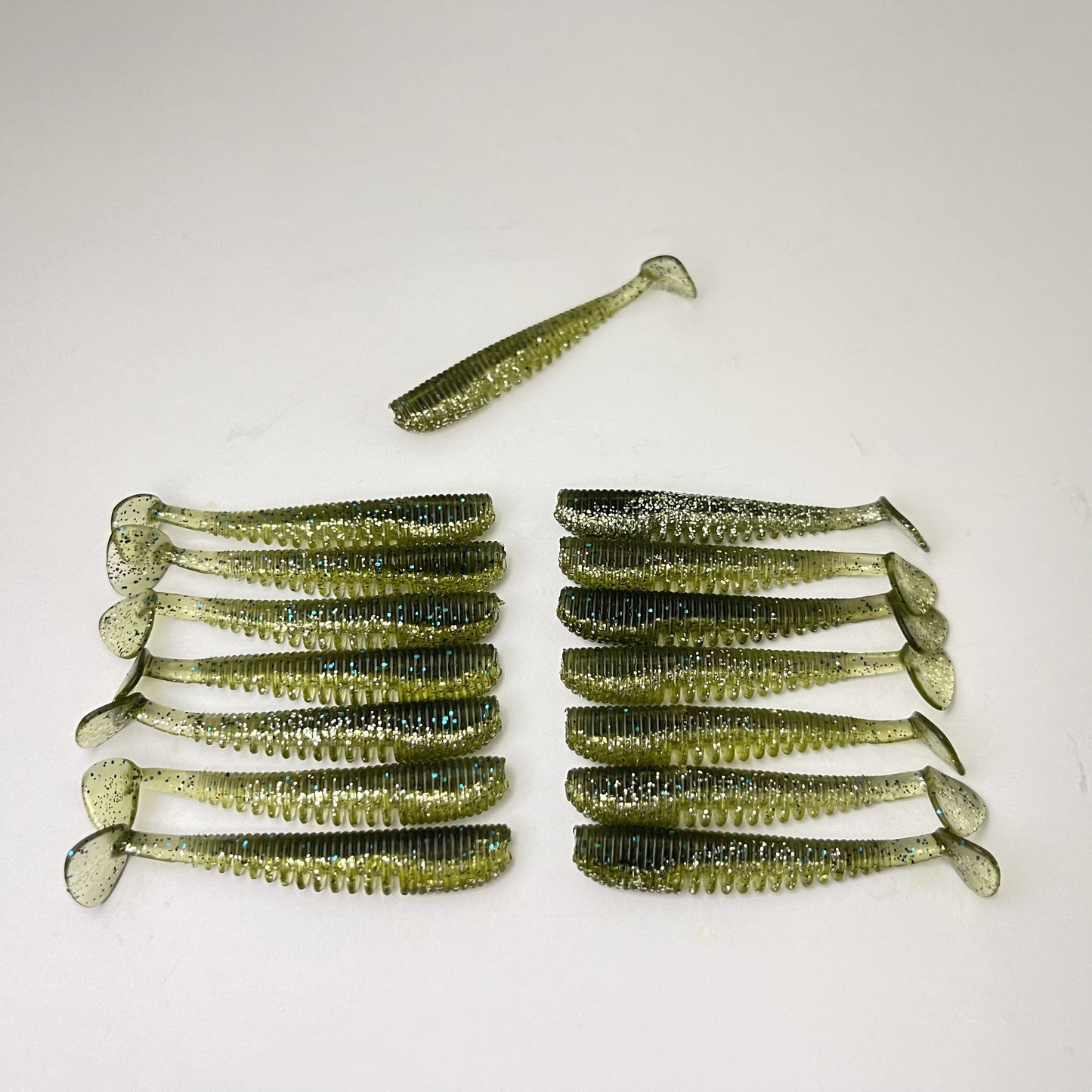 Gummifisch Köder 5 cm Grün Glanz